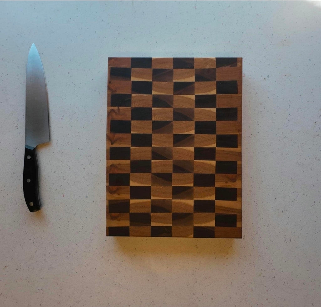 The Ripple — Handmade Walnut, Hickory & Cherry End Grain Checkerboard