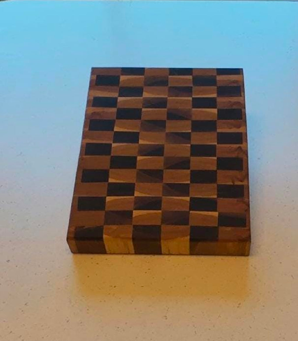 The Ripple — Handmade Walnut, Hickory & Cherry End Grain Checkerboard