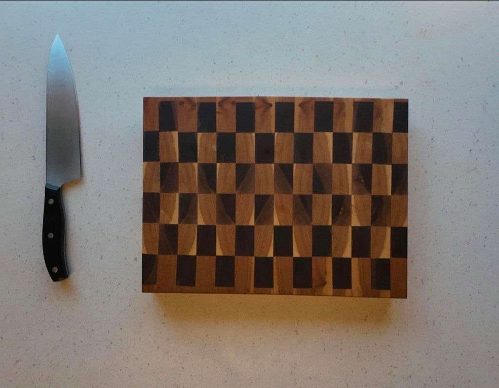 The Ripple — Handmade Walnut, Hickory & Cherry End Grain Checkerboard